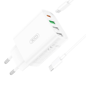 Baterijas, akumulatori un lādētāji - XO L120 multi port fast charger + USB-C white - perc šodien veikalā un ar piegādi