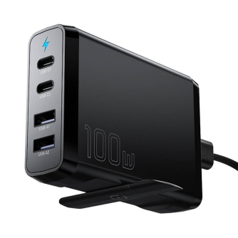 Galdaladetajs2xUSB-C2xUSB-A100WEssagerGaN(melns)