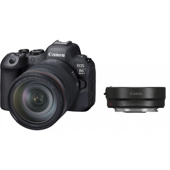 Bezspoguļa kameras - Canon EOS R6 II + RF 24-105mm f/4L IS USM + Mount Adapter EF-EOS R - perc šodien veikalā un ar piegādi