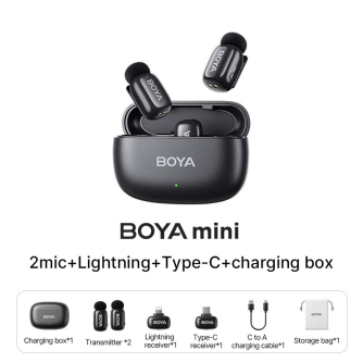 Sortimenta jaunumi - Boya wireless microphone mini-12 Lightning/USB-C, black BOYA mini-12 - ātri pasūtīt no ražotāja