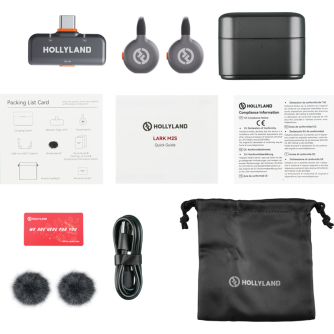 Bezvadu piespraužamie mikrofoni - Hollyland LARK M2S Wireless Lavalier Microphone Combo Camera RX + USB-C RX + Lighting USB - perc šodien veikalā un ar piegādi