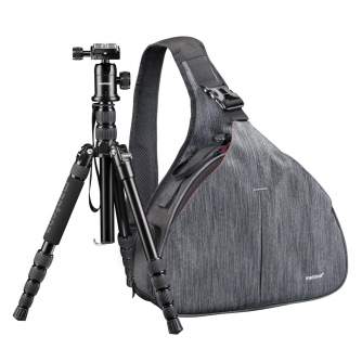 Photo Tripods - mantona camera bag triangle grey + DSLM tripod - quick order from manufacturer