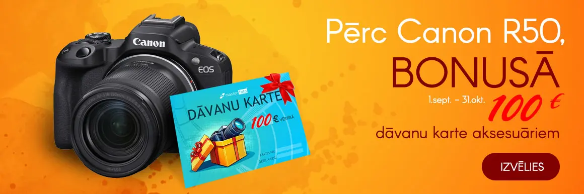 Canon R50 dāvanu karte 100Eur